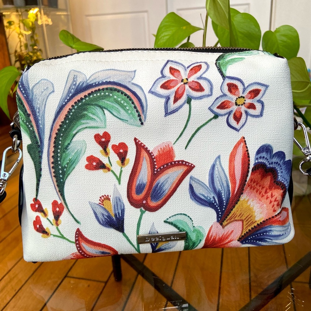 Black and white floral Reversible Desigual Crossbody bag